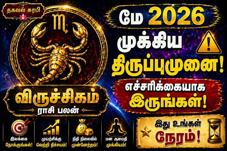 விருச்சிகம் ராசிக்காரர்களுக்கு மே 2026 அதிர்ஷ்டமா? 😲 பெரிய மாற்றம் காத்திருக்கிறதா?